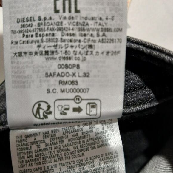 DIESEL Jeans Mens 32x32 Safado X Straight Black NWT RM063 Button Fly - Picture 10 of 16